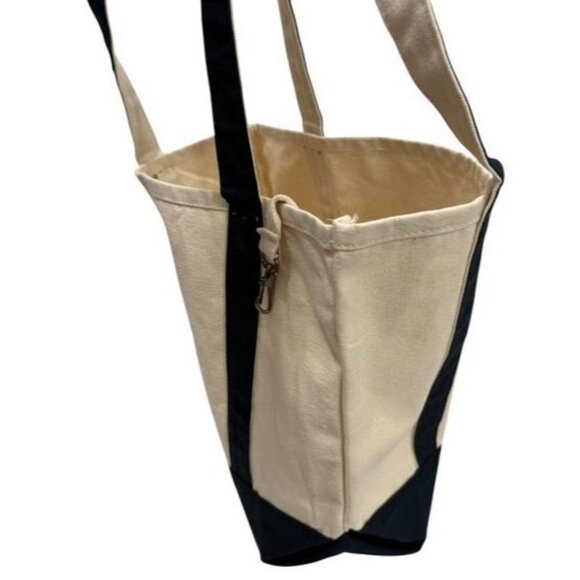 Longines NWOT Canvas Tote Bag Shopper Double Handle Beach Boating Cream Navy - Picture 4 of 9